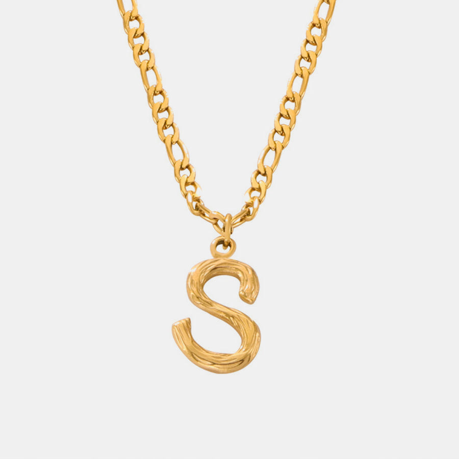 Titanium Steel Letter Pendant Necklace Style S / One Size Apparel and Accessories