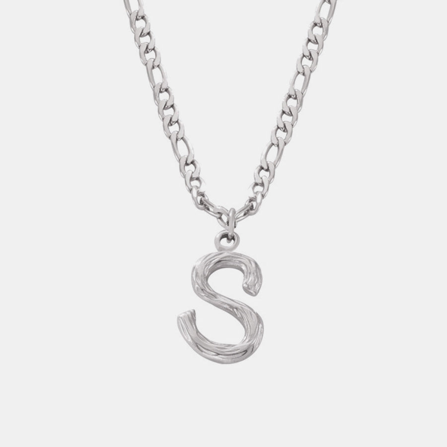 Titanium Steel Letter Pendant Necklace Style S / One Size Apparel and Accessories