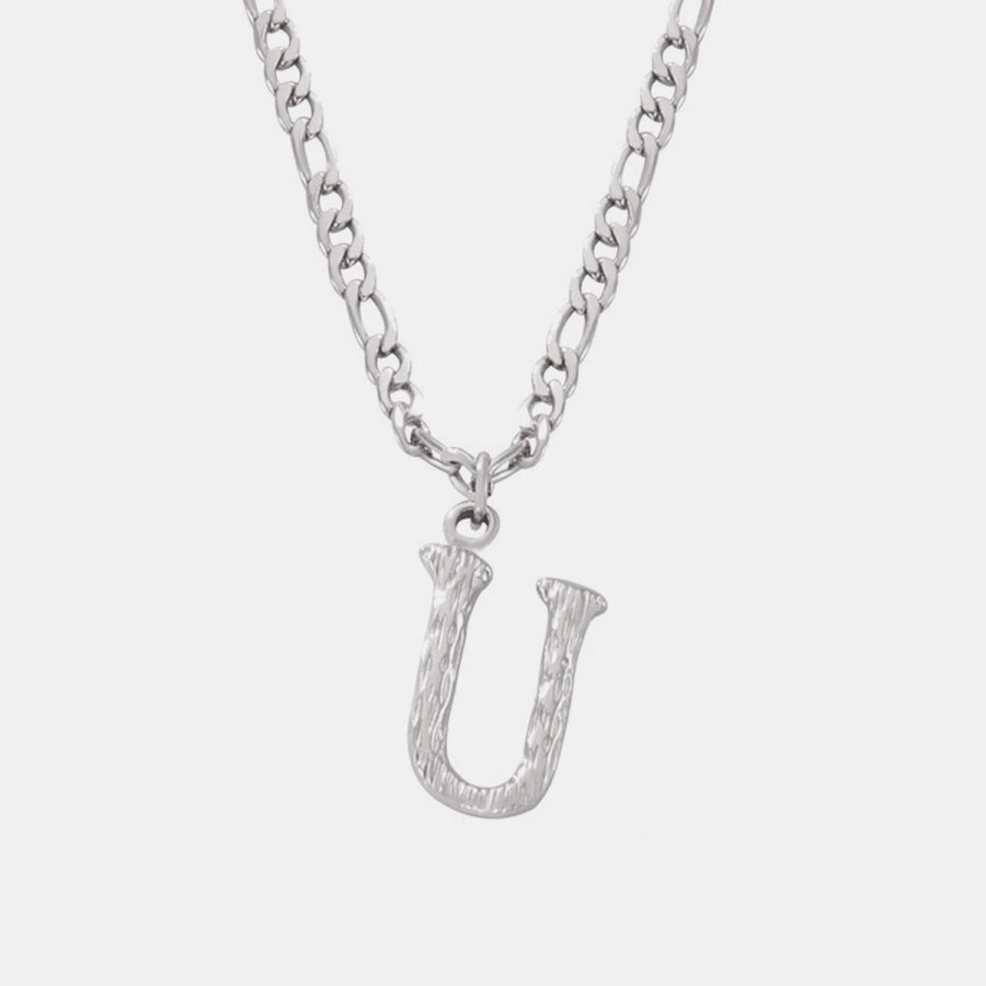 Titanium Steel Letter Pendant Necklace Style U / One Size Apparel and Accessories