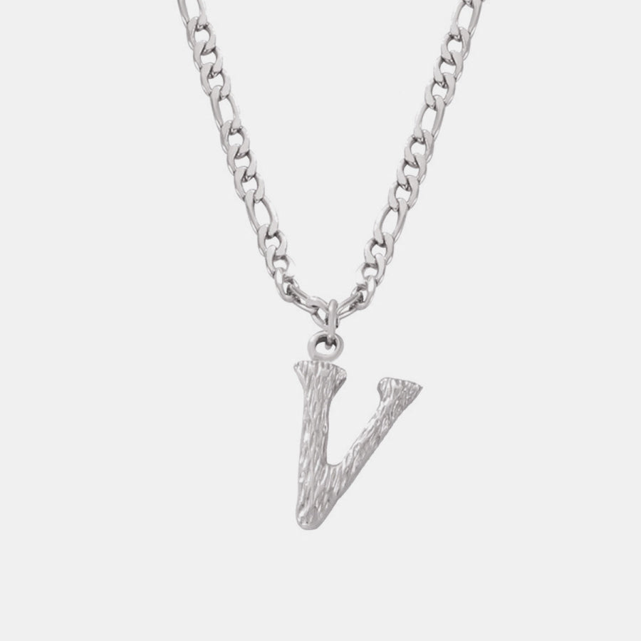 Titanium Steel Letter Pendant Necklace Style V / One Size Apparel and Accessories