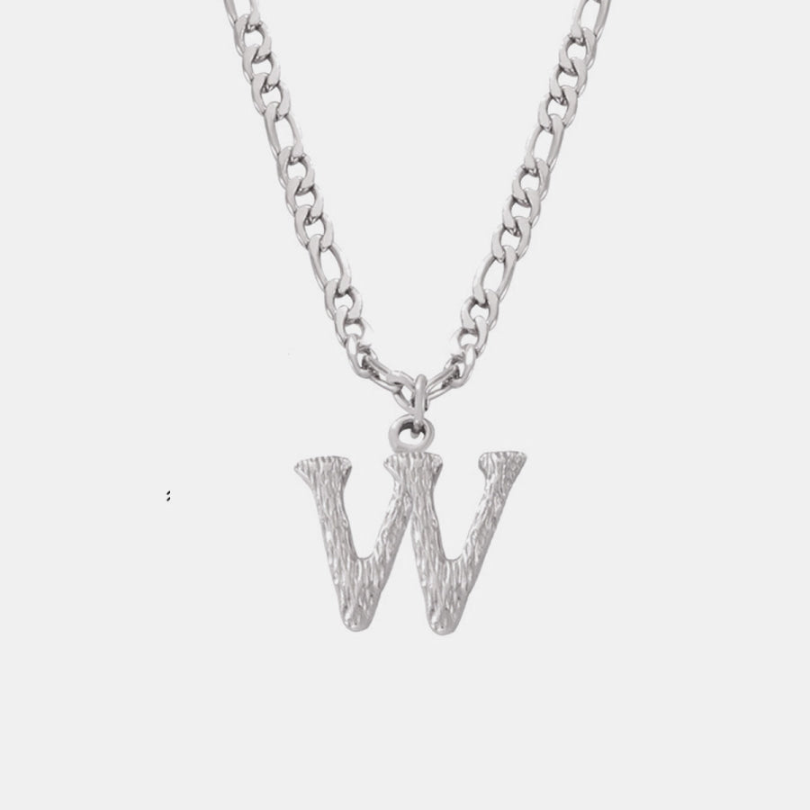 Titanium Steel Letter Pendant Necklace Style W / One Size Apparel and Accessories