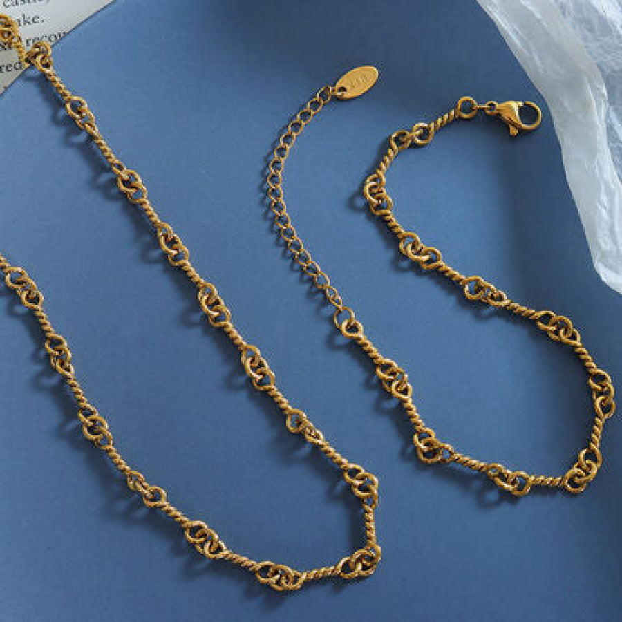 Titanium Steel Link Chain Bracelet Gold / One Size Apparel and Accessories