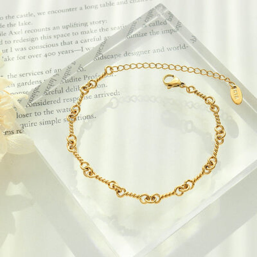 Titanium Steel Link Chain Bracelet Gold / One Size Apparel and Accessories