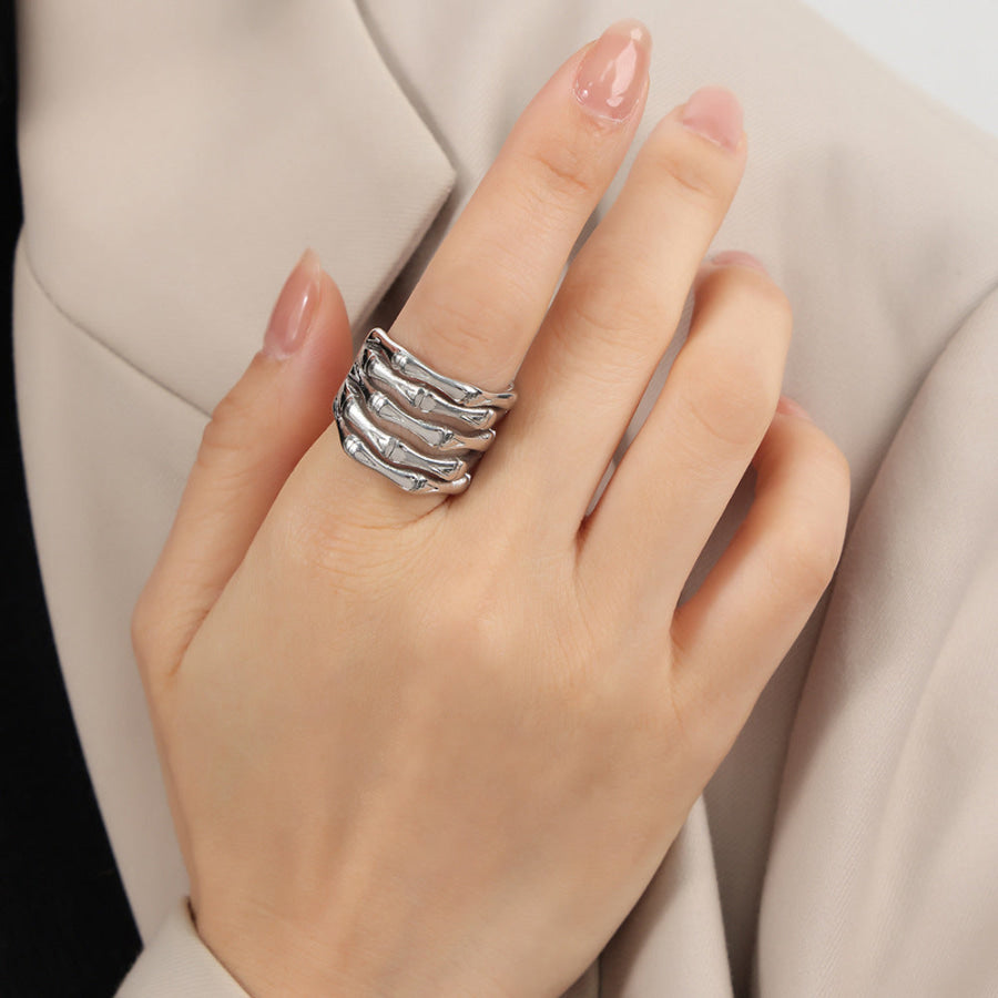 Titanium Steel Multi-Layered Ring Silver / 6 Apparel and Accessories