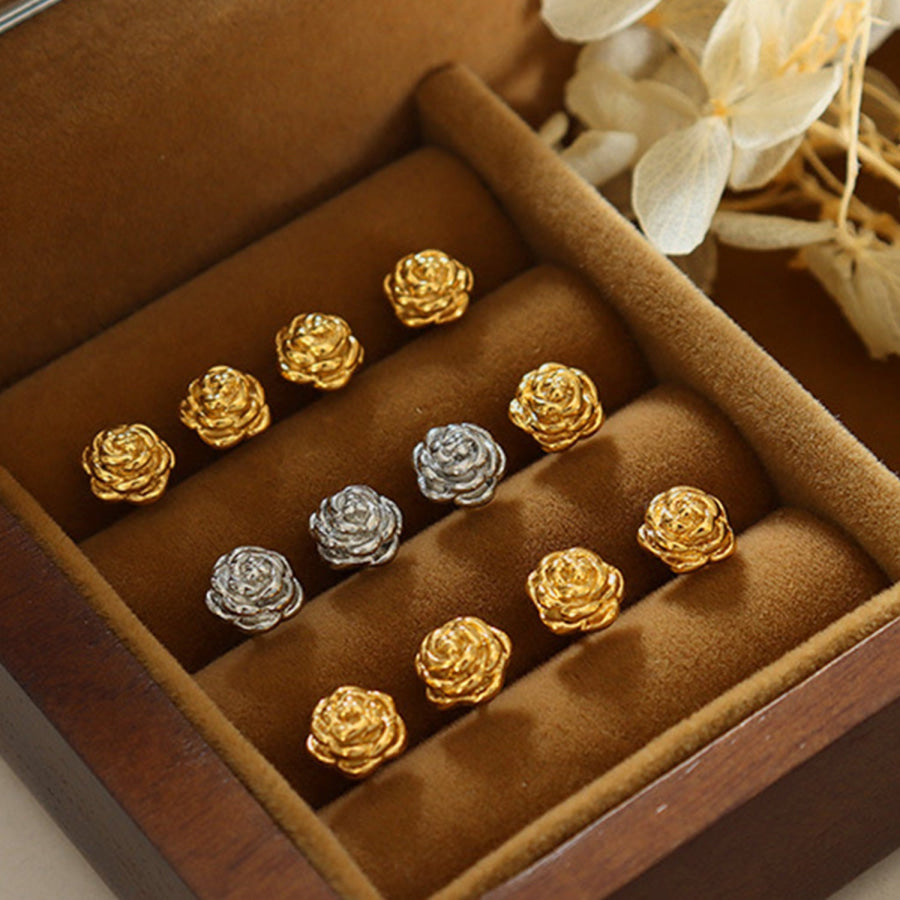 Titanium Steel Rose Stud Earrings Apparel and Accessories