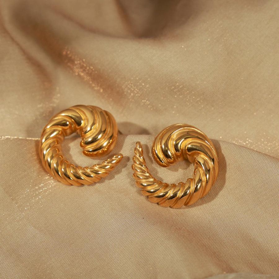 Titanium Steel Spiral Shape Stud Earrings Gold / One Size Apparel and Accessories