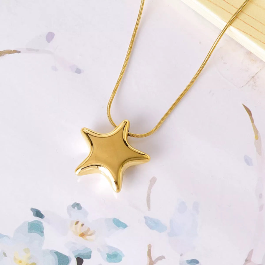Titanium Steel Star Pendant Necklace Gold / One Size Apparel and Accessories