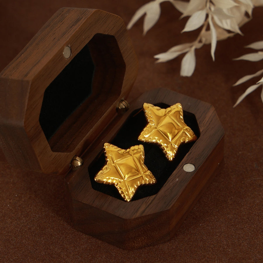 Titanium Steel Star Stud Earrings Gold / One Size Apparel and Accessories