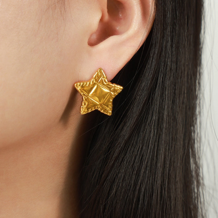 Titanium Steel Star Stud Earrings Gold / One Size Apparel and Accessories