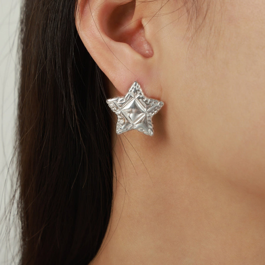 Titanium Steel Star Stud Earrings Silver / One Size Apparel and Accessories