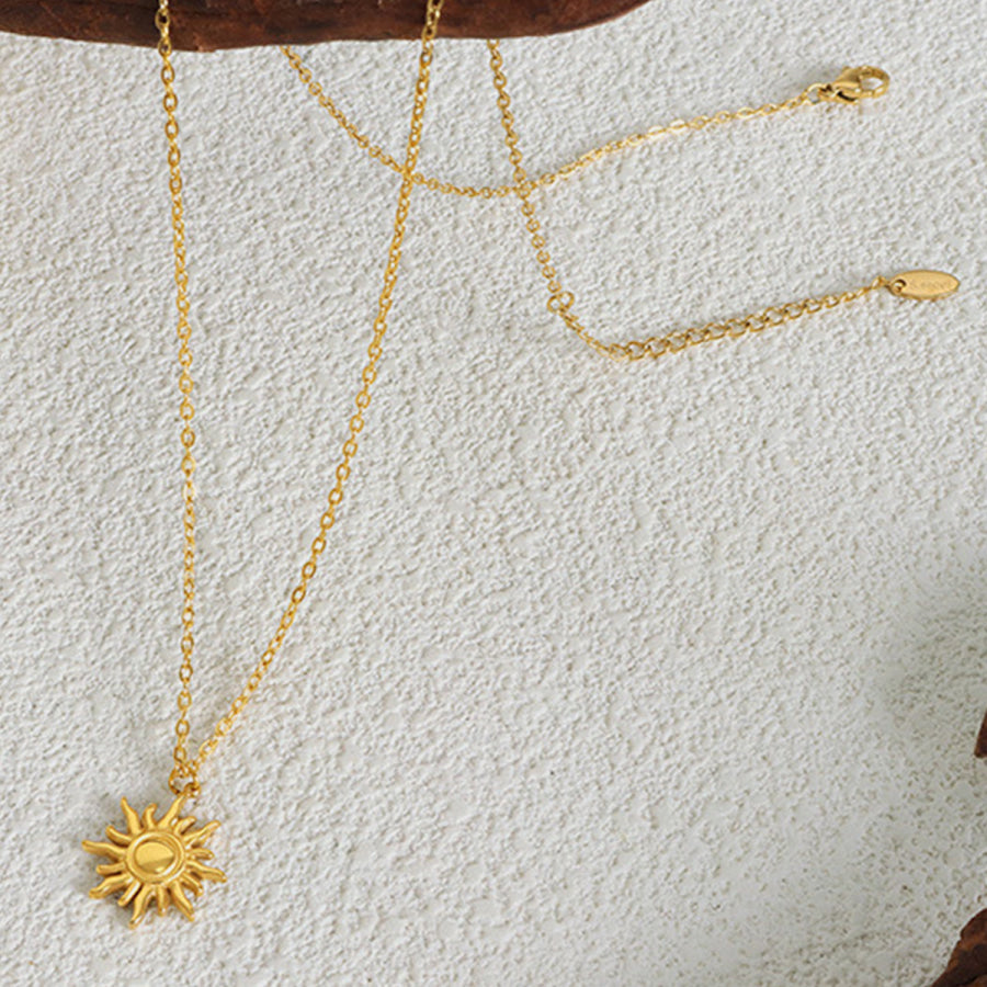 Titanium Steel Sun Shape Pendant Necklace Gold / One Size Apparel and Accessories