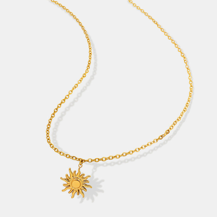 Titanium Steel Sun Shape Pendant Necklace Gold / One Size Apparel and Accessories