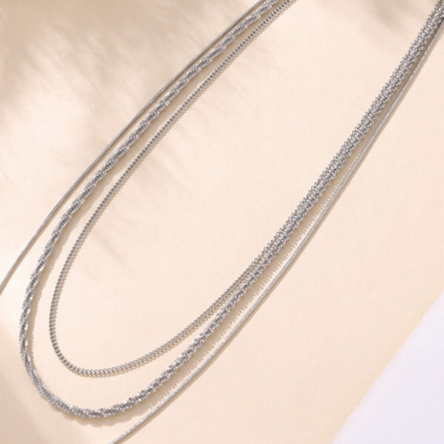 Titanium Steel Three-Layered Necklace Silver / One Size Apparel and Accessories