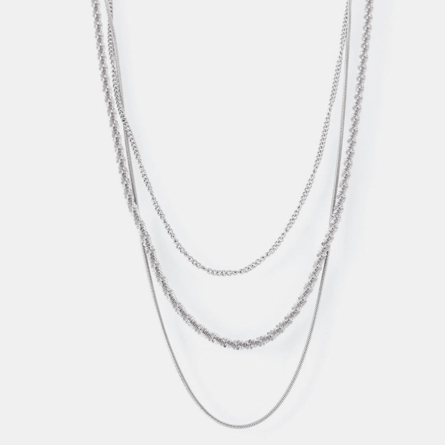 Titanium Steel Three-Layered Necklace Silver / One Size Apparel and Accessories