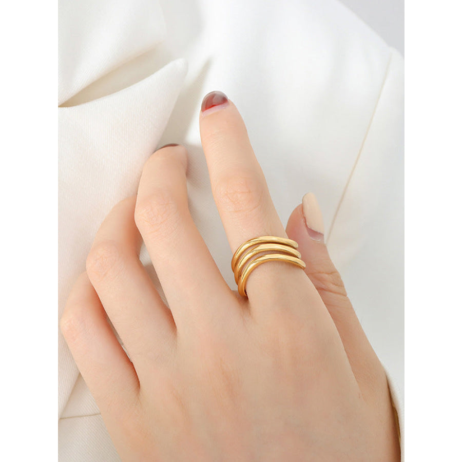 Titanium Steel Three-Layered Ring Gold / 6 Apparel and Accessories