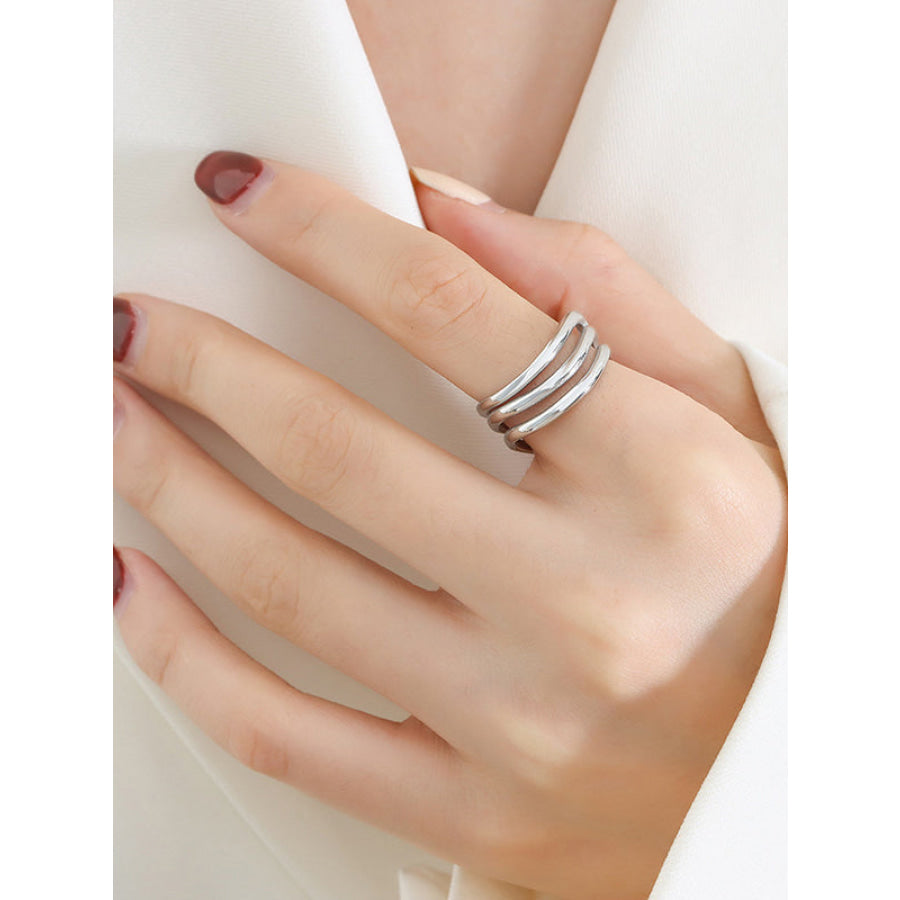 Titanium Steel Three-Layered Ring Silver / 6 Apparel and Accessories