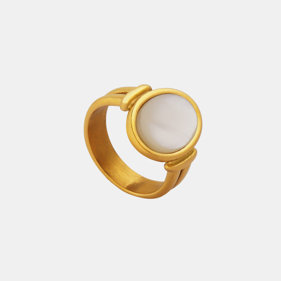 Titanium Steel White Sea Shell Ring Apparel and Accessories