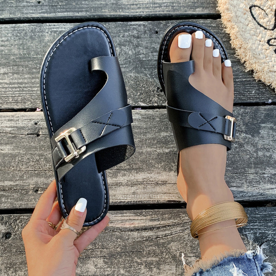 Toe Loop Buckle Decor Sandals Apparel and Accessories