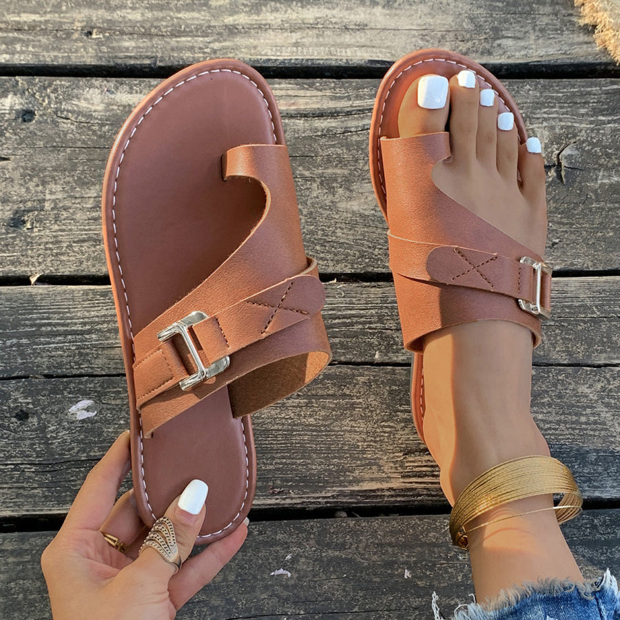 Toe Loop Buckle Decor Sandals Apparel and Accessories