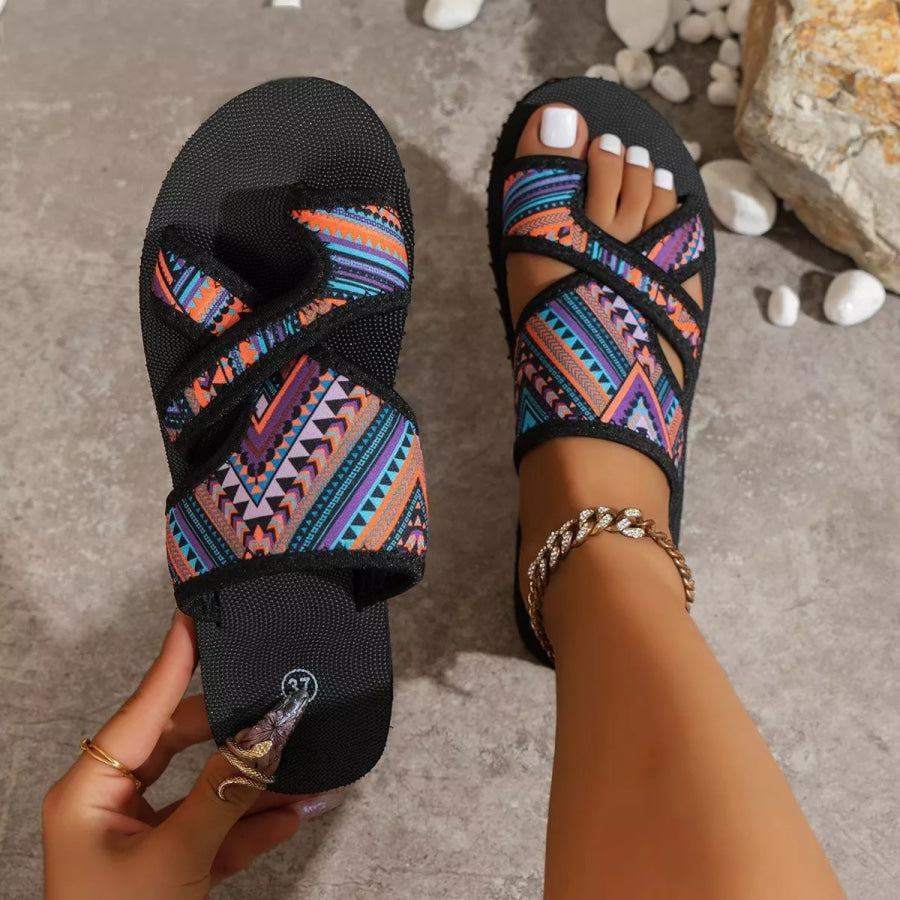 Toe Loop Flats Sandals Purple / 36 Apparel and Accessories