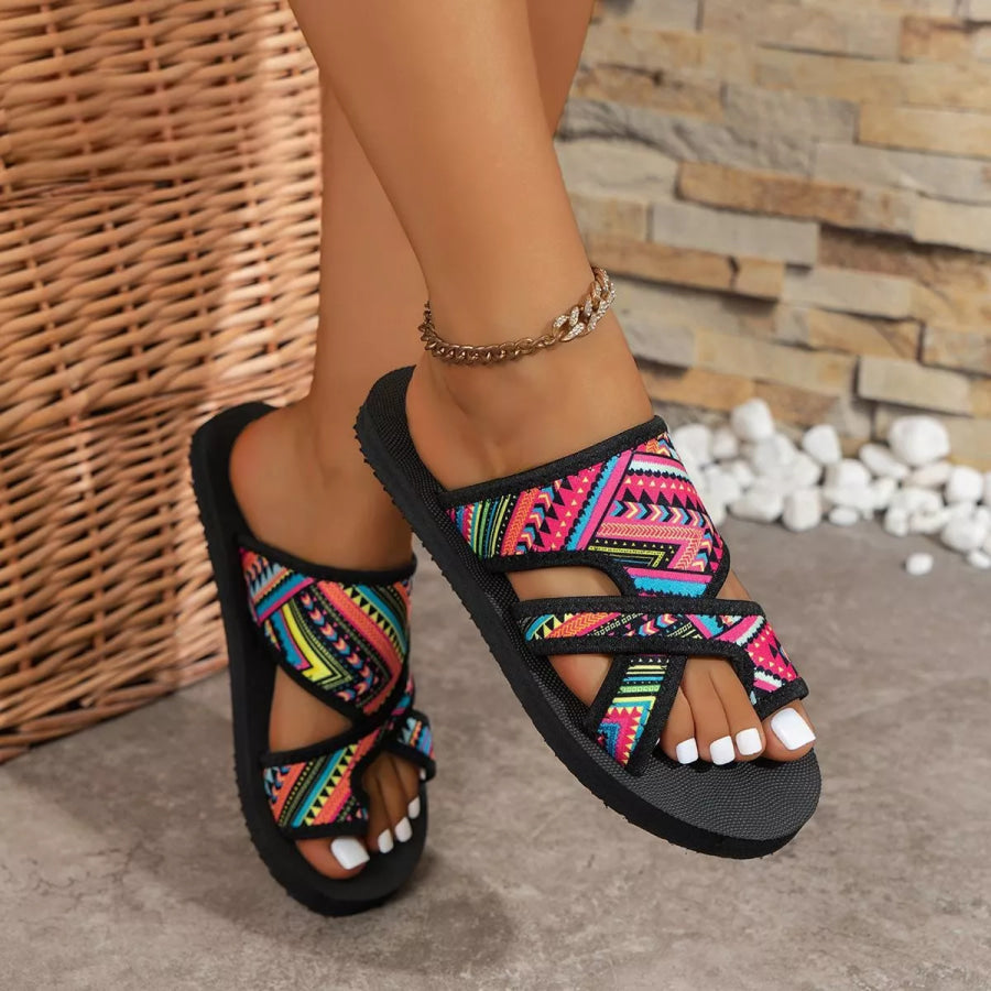 Toe Loop Flats Sandals Red / 36 Apparel and Accessories