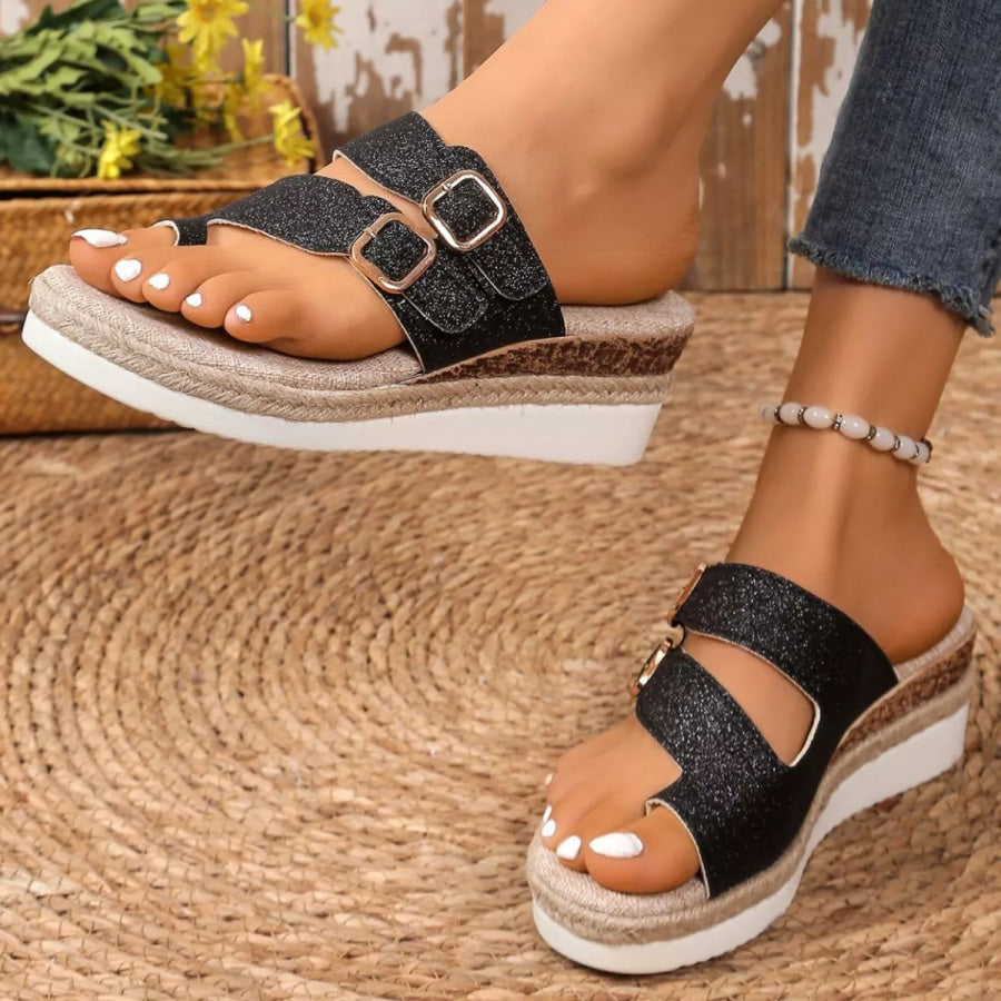 Toe Loop Wedge Sandals Apparel and Accessories