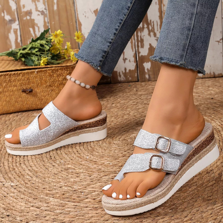 Toe Loop Wedge Sandals Apparel and Accessories