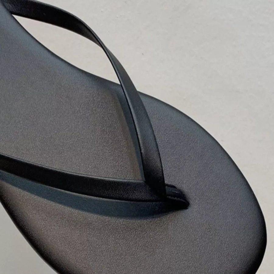 Toe Post Flats Sandals Black / 36 Apparel and Accessories