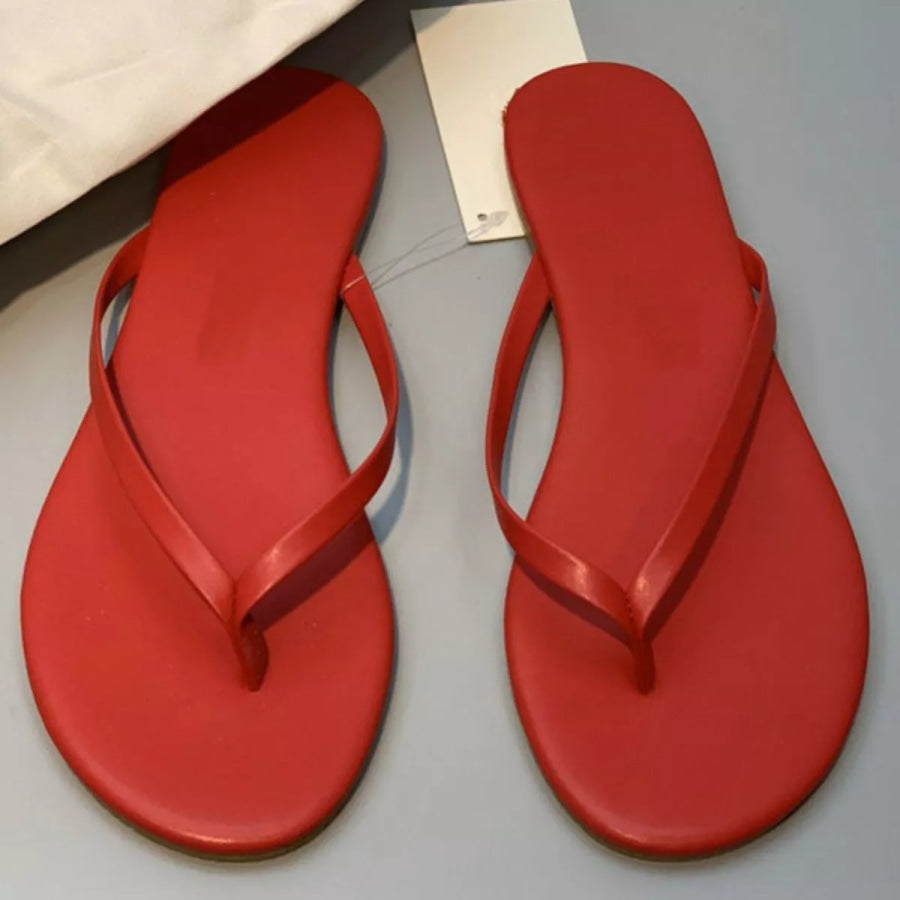Toe Post Flats Sandals Red / 36 Apparel and Accessories