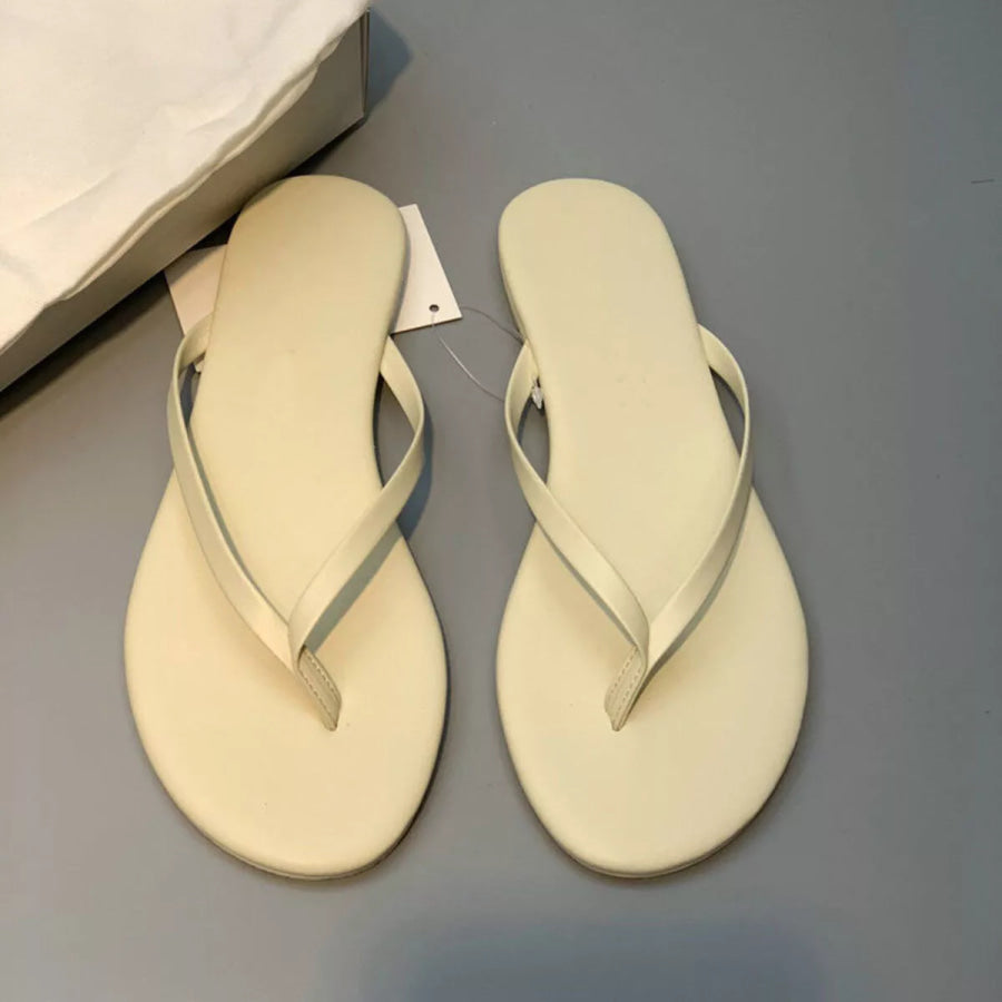 Toe Post Flats Sandals White / 36 Apparel and Accessories