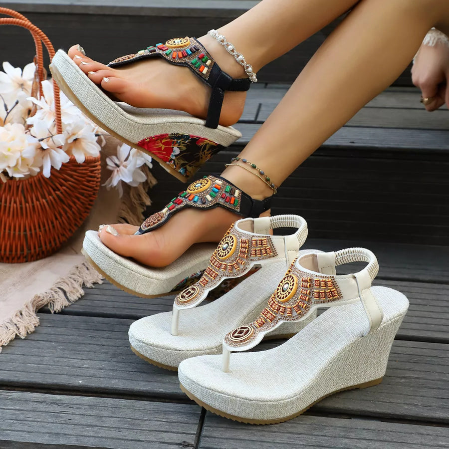 Toe Post Wedge Sandals Apparel and Accessories
