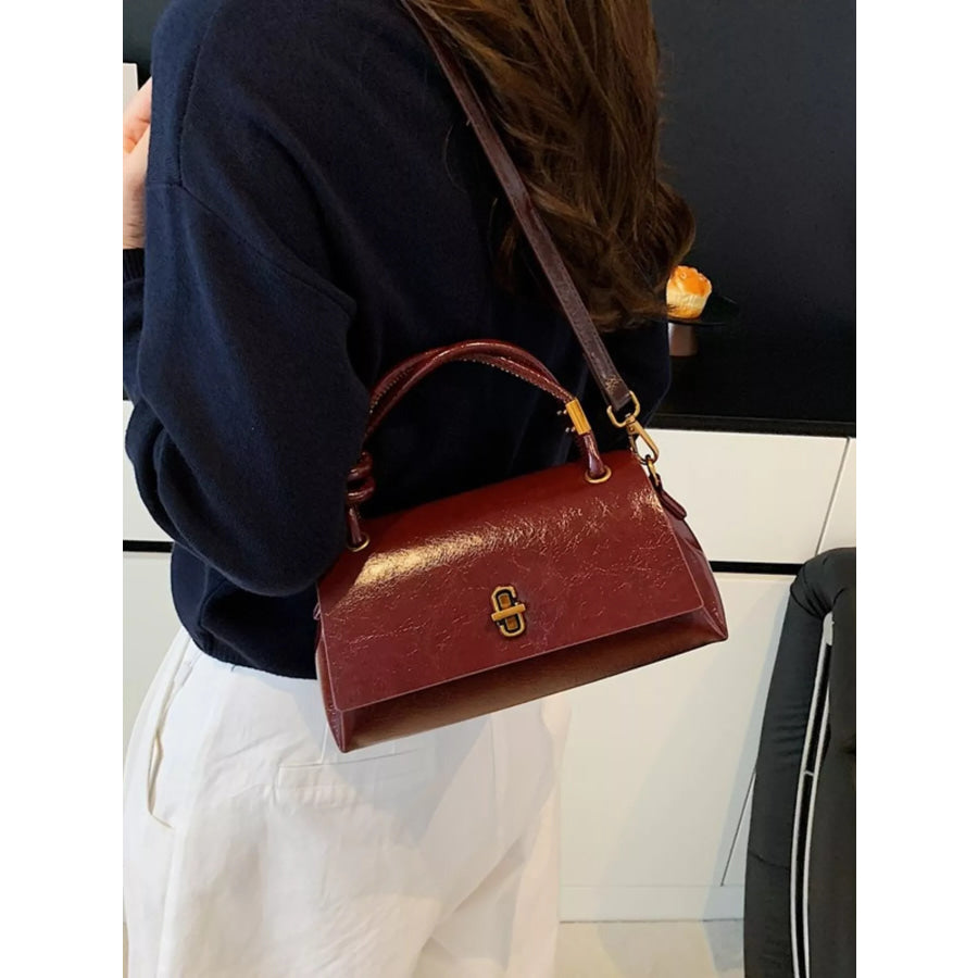 Top Handle Crossbody Bag Burgundy / One Size Apparel and Accessories