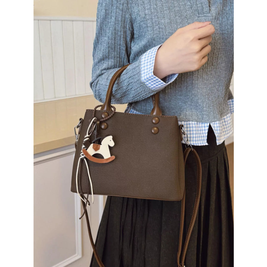 Top Handle Crossbody Bag Coffee / One Size Apparel and Accessories