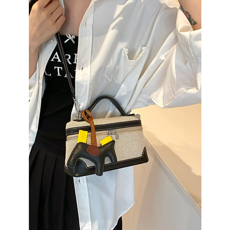 Top Handle Detachable Strap Handbag Black / One Size Apparel and Accessories