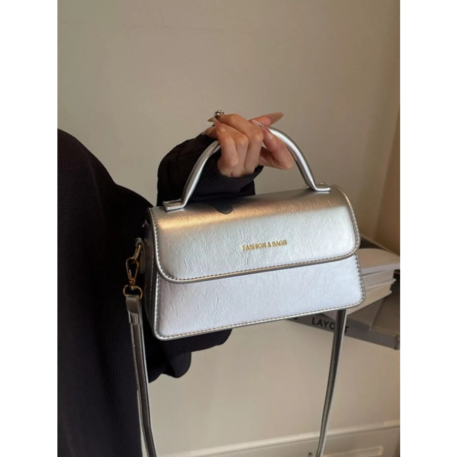 Top Handle Flap Crossbody Bag Silver / onesize Apparel and Accessories