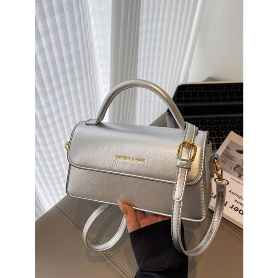 Top Handle Flap Crossbody Bag Silver / onesize Apparel and Accessories
