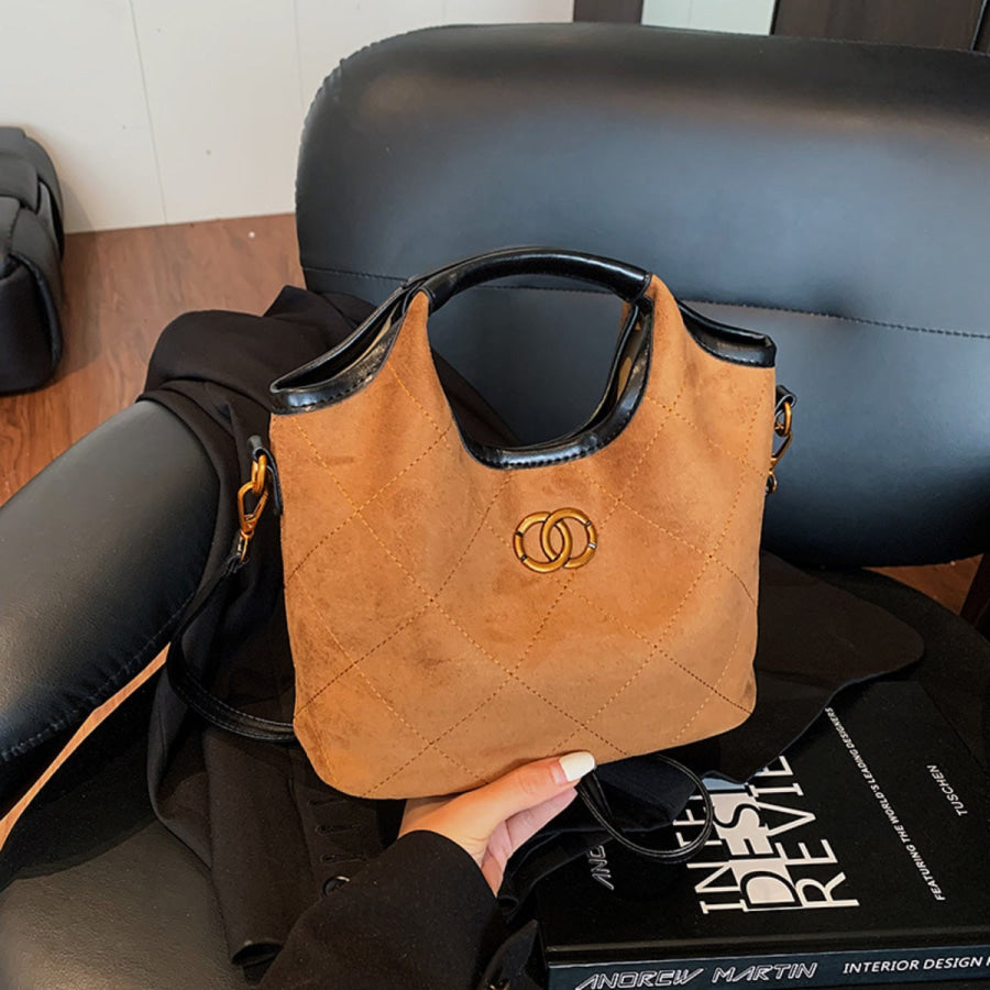 Top Handle Handbag Brown / One Size Apparel and Accessories