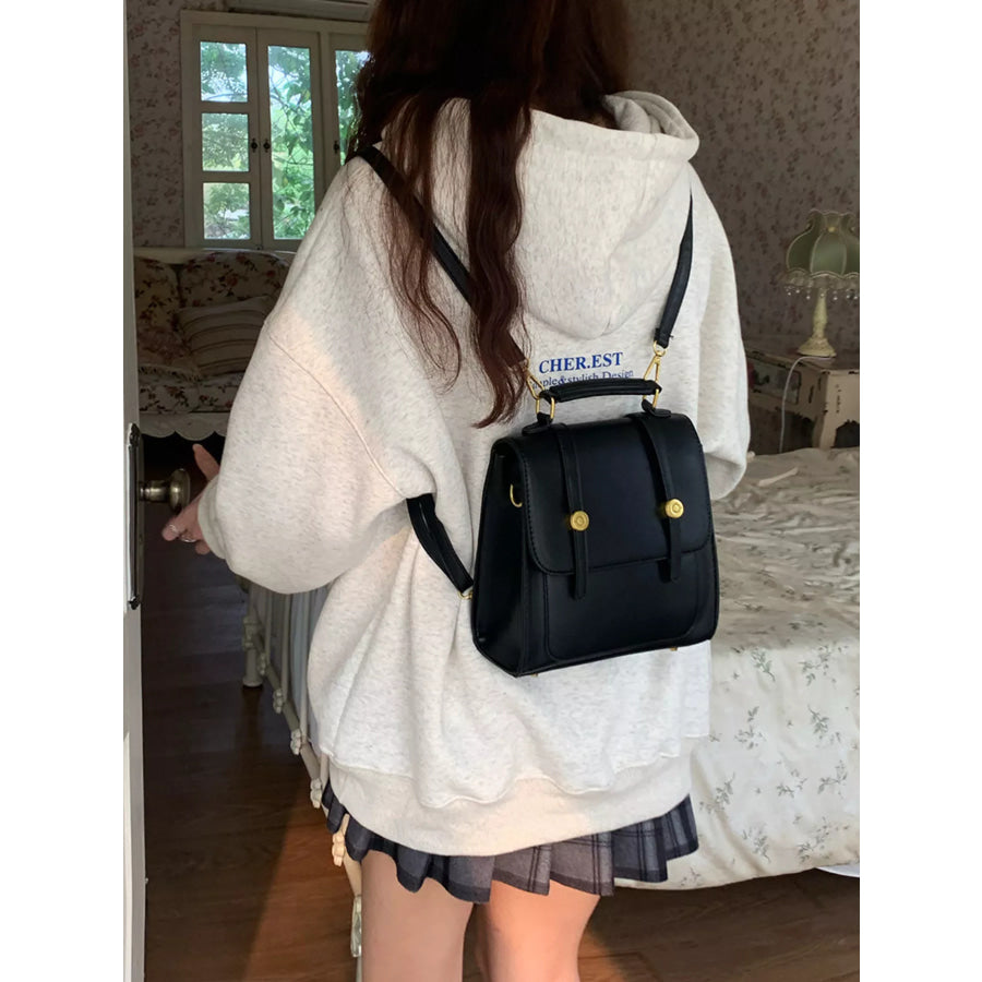 Top Handle Leather Backpack Bag Black / onesize Apparel and Accessories