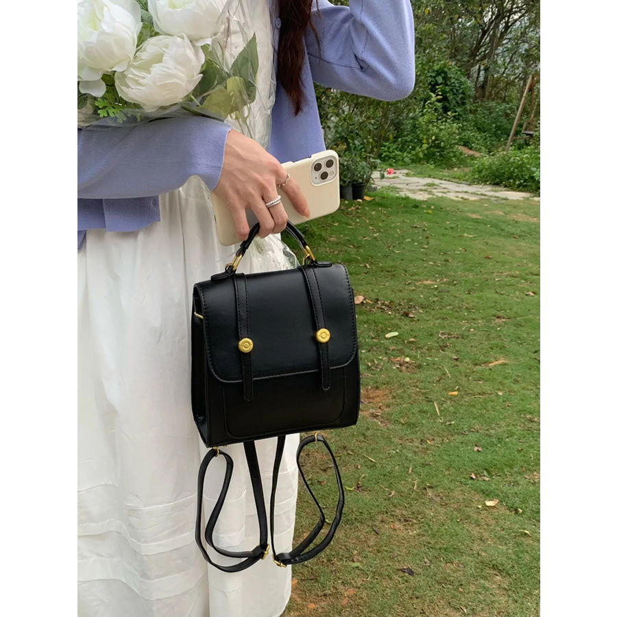 Top Handle Leather Backpack Bag Black / onesize Apparel and Accessories