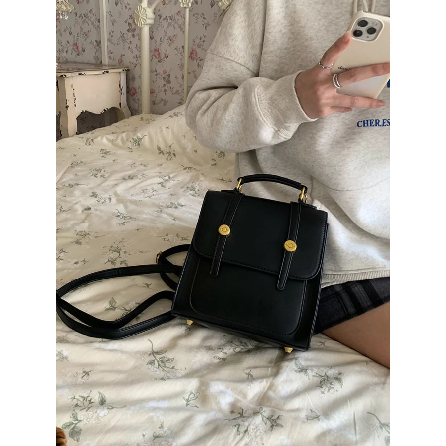 Top Handle Leather Backpack Bag Black / onesize Apparel and Accessories
