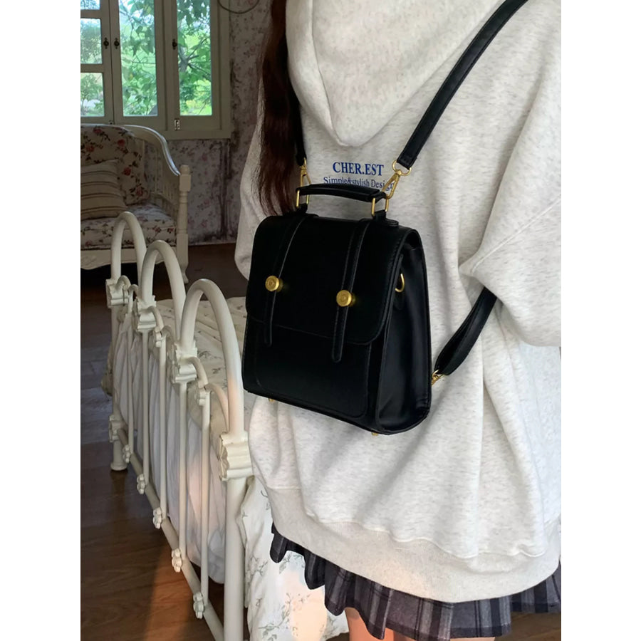 Top Handle Leather Backpack Bag Black / onesize Apparel and Accessories