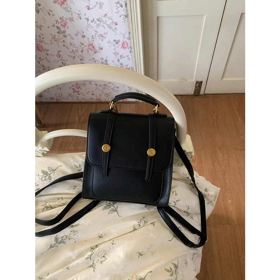 Top Handle Leather Backpack Bag Black / onesize Apparel and Accessories