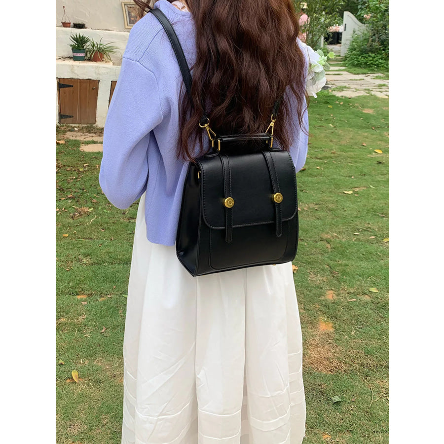 Top Handle Leather Backpack Bag Black / onesize Apparel and Accessories