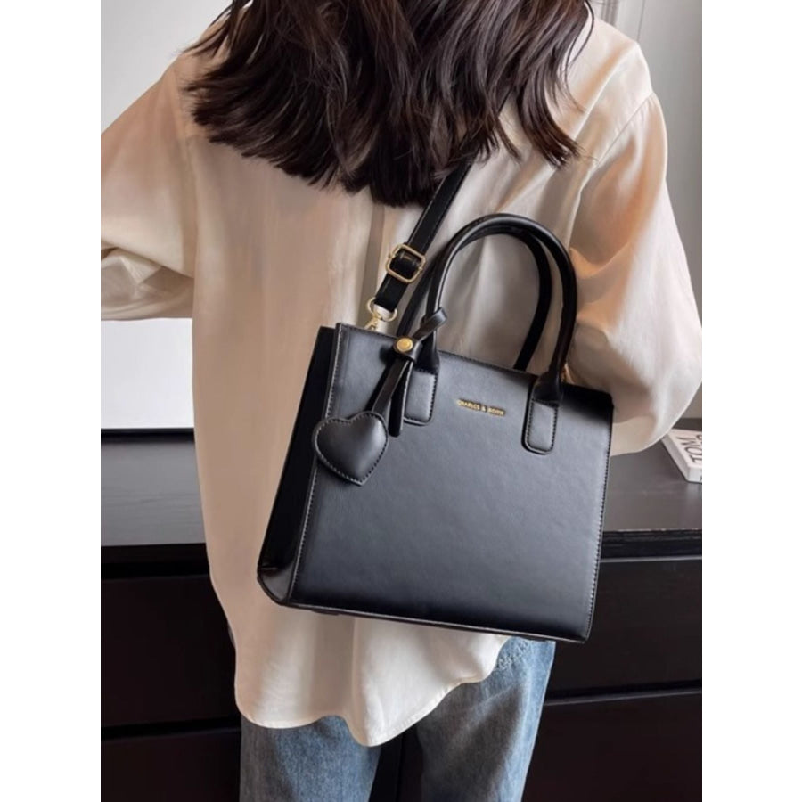 Top Handle Leather Crossbody Bag Black / One Size Apparel and Accessories