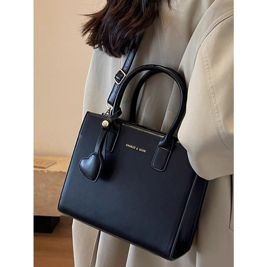 Top Handle Leather Crossbody Bag Black / One Size Apparel and Accessories