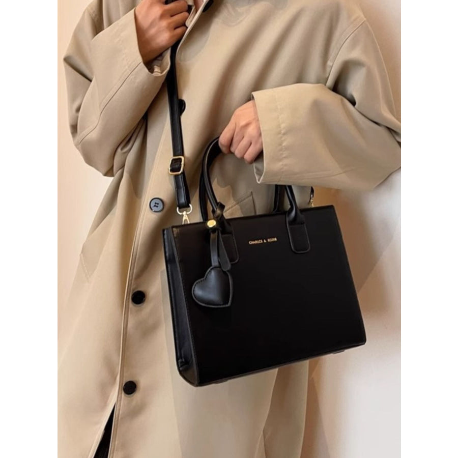 Top Handle Leather Crossbody Bag Black / One Size Apparel and Accessories