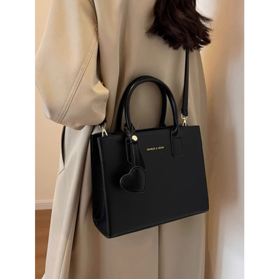 Top Handle Leather Crossbody Bag Black / One Size Apparel and Accessories