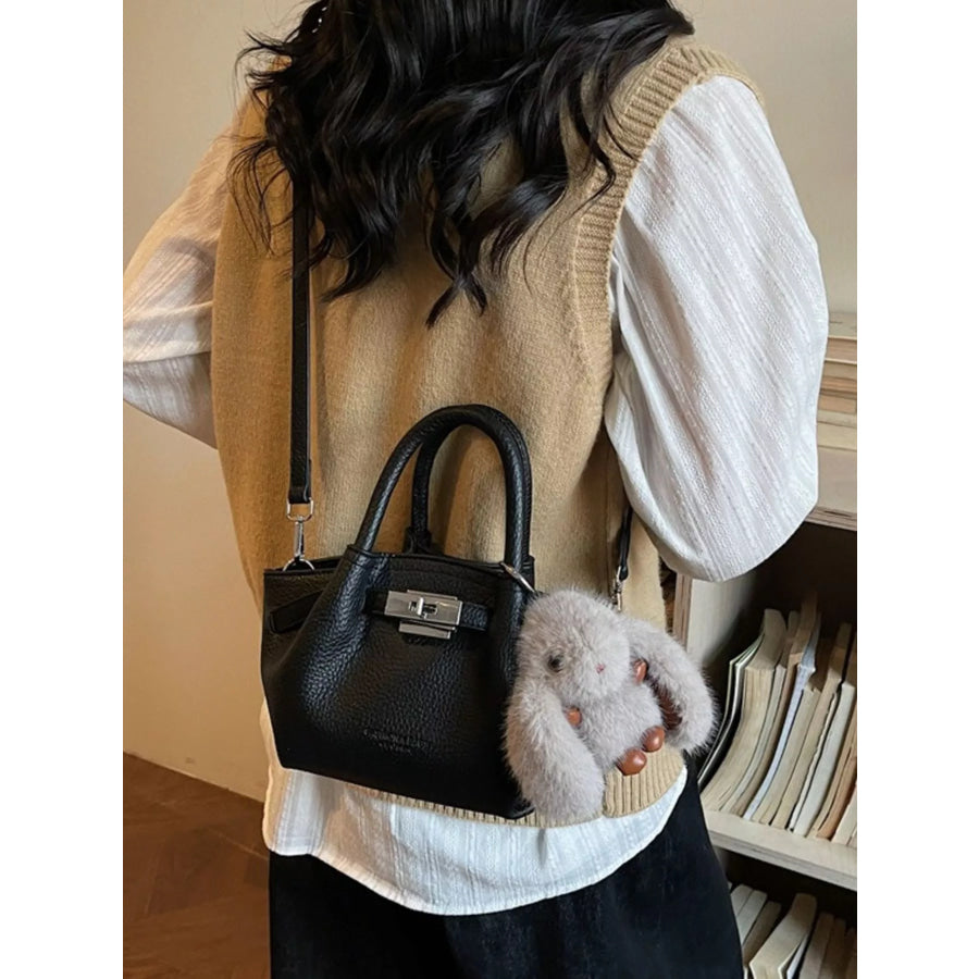 Top Handle Leather Crossbody Bag Black / One Size Apparel and Accessories