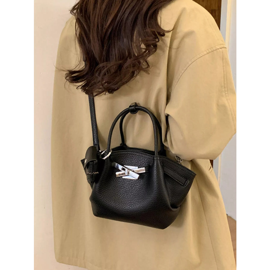 Top Handle Leather Crossbody Bag Black / ONESIZE Apparel and Accessories