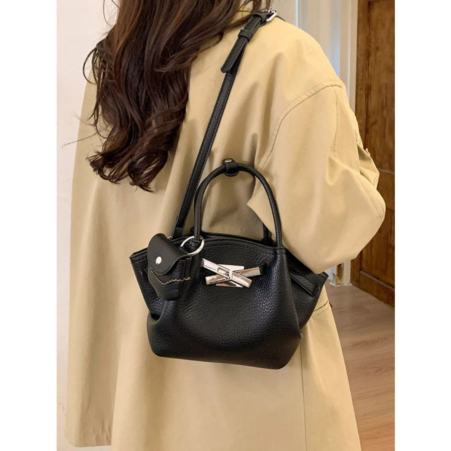 Top Handle Leather Crossbody Bag Black / ONESIZE Apparel and Accessories